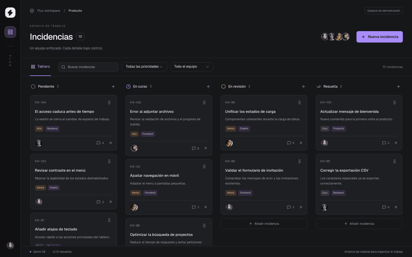 Screenshot of Issue tracker